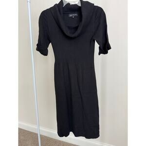 Jones New York Women's Black Turtleneck Sweater Dress Size Medium Short Sleeve